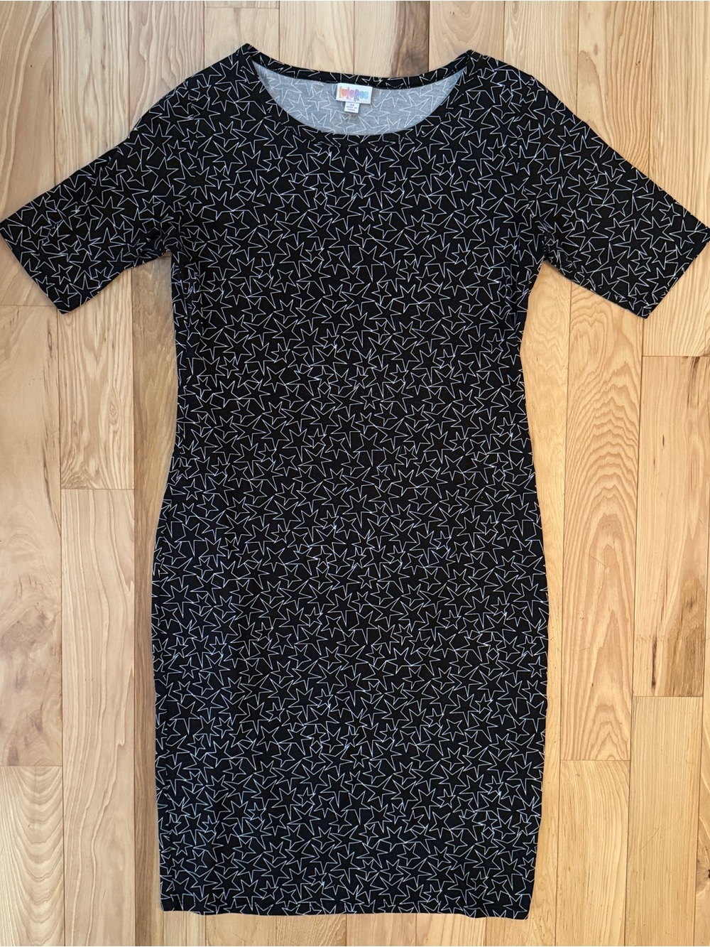 LuLaRoe Julia Star Dress. Black with white stars!